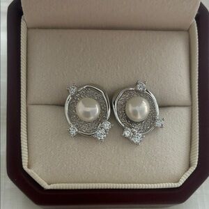 Elegant Silver Pearl Earrings